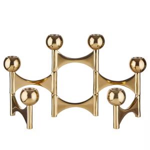 เชิงเทียนฐานไม้มะม่วงมี4หลุมโลหะด้านบนสำหรับงานแต่งงานตกแต่งบ้านขนาด34x34x9ซม. - Product Image 5