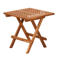 Table de pique-nique carrée pliable en teck léger, durable et résistante aux intempéries, idéale pour le camping, les hôtels, les écoles et l'entrée des bâtiments