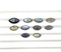 Pierre précieuse naturelle de labradorite, taille marquise facettée, 3*6-6*12 mm, pierre de labradorite bleu-vert scintillante pour la création de bijoux
