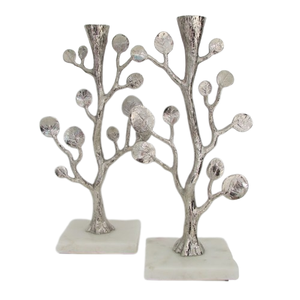 Candelabro de Metal hecho a mano con forma de árbol de Navidad moderno de lujo, candelabro de mesa único, Juego de 2 para bodas - Product Image 1