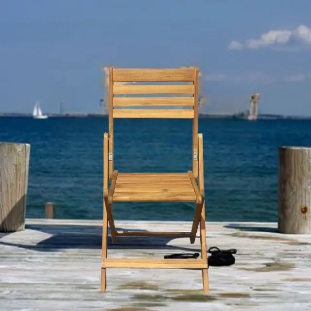 Cadeira dobrável de madeira moderna para exteriores, móveis para exteriores, preço de fábrica, móveis para pátio, fabricante do Vietnã