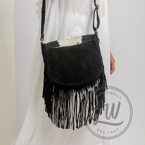 Bolsos con flecos de alta calidad de piel de vaca auténtica de estilo occidental, bolso bandolera de cuero elegante, bolsos bohemios, bolso Vintage elegante gitano - Product Image 6