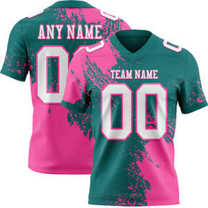 Nuevo diseño personalizado equipos estilo cosido bordado número fútbol americano Jersey corto Unisex transpirable que absorbe la humedad alta - Product Image 2