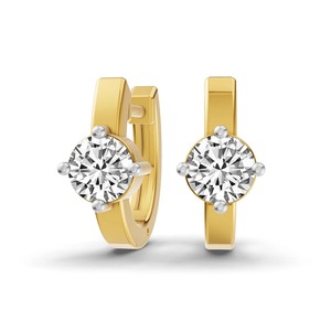 Understated Classic Round Lab Grown Diamond Earrings 0.875 Ct Tw F-G Color VS Clarity 2 Diamonds 14K <b>Solid</b> <b>Gold</b> Quiet Luxury - Product Image 2