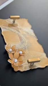 HILL BEST BANDEJA DE RESINA MODERNA HECHA A MANO Bandeja ecológica desechable redondeada elegante para servir y peinar el hogar - Product Image 2