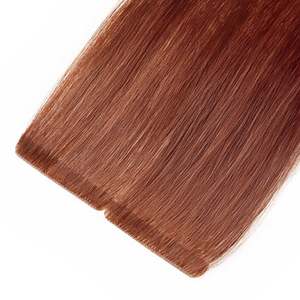 Extensions de cheveux invisibles à bandes adhésives Remy européennes 12A de 30 pouces, couleur cuivre moyen, lisses - Product Image 1
