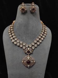 Bridal Polki <b>Kundan</b> Necklace Set with Matching Earrings || Indian Bridal Set || Wedding <b>Jewelry</b> - Product Image 2
