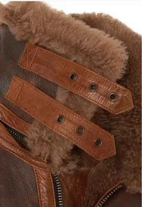 Chaqueta de invierno Sherpa extragrande forrada de piel sintética de talla grande y cálida, chaqueta de piel de vaca pull up - Product Image 3