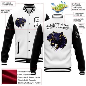 Personalizado Blanco Negro 3D Patrón Diseño Bomber Full-Snap Varsity Letterman Chaqueta Cortavientos vintage Hombres Varsity Jacket - Product Image 2