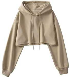 Ultra-Short <b>Women's</b> Hooded Sweatshirt Oversized 3D <b>Pattern</b> Long Sleeve Embroidered Front Logo Casual Silk Streetwear - Product Image 4