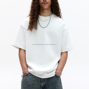 T-shirts anti-boulochage à col rond pour hommes T-shirt lourd à manches régulières T-shirt de luxe en coton épais vierge Streetwear T-shirt homme - Product Image 3