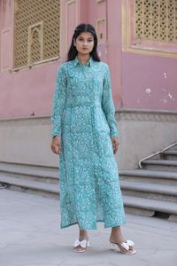 Robe indienne à imprimé floral en coton avec bloc à la main, tenue de fête d'été pour femmes, style boho, robe cadeau de mariée personnalisée en solde - Product Image 2