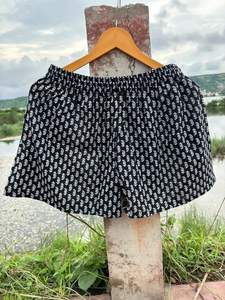 Pantalones cortos bohemios Hippie florales con cordón para mujer con estampado de bloques sueltos Comfort Feel Beach Cover Dress Carry-Short Pijama - Product Image 6