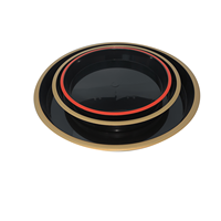 Conteneur alimentaire pour sushi Folin DM35, forme ronde noire, plateau et assiettes CPET de 350 mm de diamètre avec caisses empilables en provenance du Vietnam