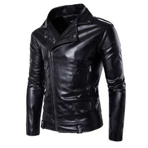 Blouson en cuir blanc pour hommes Blouson motard en cuir d'agneau véritable - Product Image 2