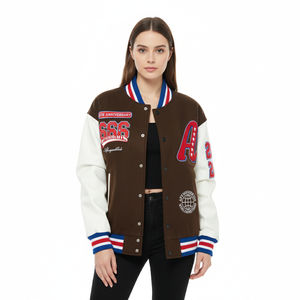 Varsity vestes hommes femmes confortable chaud laine corps cuir manches vintage style letterman veste streetwear 2025 - Product Image 3