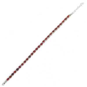 925 Sterling Silver Small Teardrop <b>Ruby</b> Stone Waterway Charm <b>Bracelet</b> - Product Image 2