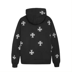 Sweat à capuche zippé vintage en strass surdimensionné personnalisé poids lourd 100% coton Streetwear en éponge française pour l'hiver - Product Image 6