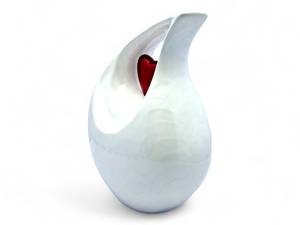 Urna de lágrima de perla blanca con corazón rojo brillante para cenizas humanas Memorial lágrima personalizada para cenizas sostiene hasta 200lbs - Product Image 2