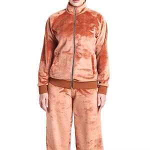 Custom Women's Autumn <b>Velvet</b> Two-Piece Hooded Tracksuit Set Short <b>Jogger</b> Sweat Suit - Product Image 2