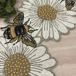 Christmas Decorative and Leaves Design Beaded <b>Runner</b> Placemat <b>Dining</b> <b>Table</b> Fancy Mat Handmade Decorative <b>Runners</b> for Wedding - Product Image 1