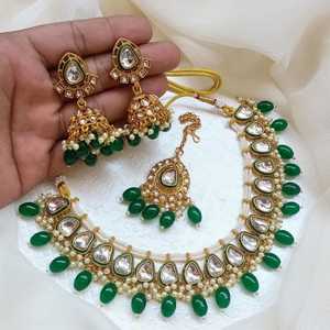 Nuevos conjuntos de joyería nupcial chapada en oro de 18 quilates de alta calidad, conjunto de collar de pendientes de boda de lujo para mujer, conjuntos nupciales de Rajwari indio - Product Image 5