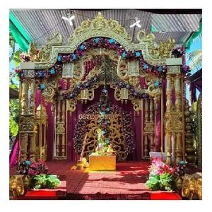 Golden Look Peacock Tallado Boda Mandap Boda DEL SUR DE LA India Pavo real Tallado Mandap Configuración Boda tradicional Mandap Configuración EE. UU. - Product Image 1