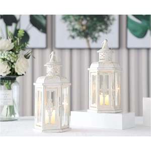 Lanterne décorative en métal blanc à suspendre, porte-bougie, fabriquée en Inde, décoration pour la maison, hôtel, restaurant, mariage, bureau, best-seller - Product Image 3