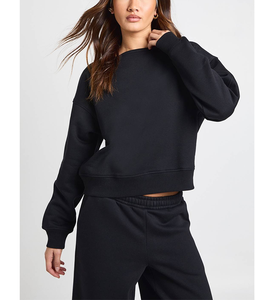 Ensemble de jogging pour femmes d'hiver, vêtements de sport, taille haute, molleton doux, décontracté, athlétique, grande taille, vêtements de sport, noir, ensemble 2 pièces - Product Image 2