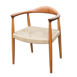 Modern Solid <b>Wood</b> Dining Chair with Woven Seat Tampines Contemporary Wooden Armchair for Restaurant, Cafe, and Home Furniture - Product Image 1