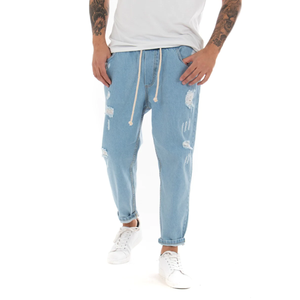 100% coton qualité d'exportation en gros pas cher prix Denim pantalon jambe large fuselé Baggy Jean lisière garçons vêtements hommes Jeans - Product Image 2