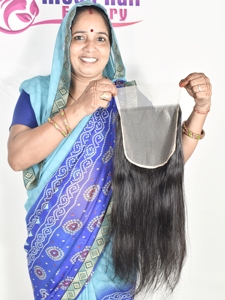 100% Supper meilleure qualité cheveux humains de Temple indien fermeture d'aspect naturel droite douce soyeuse disponible pour grossiste par exportation - Product Image 4