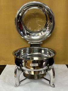 Equipo de restaurante de aluminio Plato de cocina de acero inoxidable Calentador de alimentos Buffet Plato de frotamiento redondo Platos de frotamiento para Catering - Product Image 4