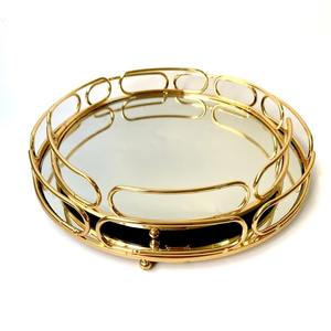 Style arabe en acier inoxydable et miroir décoration de mariage de luxe maison hôtel plateau de service de fruits - Product Image 1