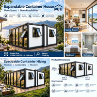 Maison conteneur extensible de luxe de 20 pieds, cabane modulaire préfabriquée de 37 m² pour hôtel, glamping, complexe hôtelier