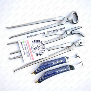 Kit d'outils de maréchal-ferrant professionnel couteau à sabot robuste manche en bois pneu coupe-ongles marteau pince en acier inoxydable vétérinaire - Product Image 2