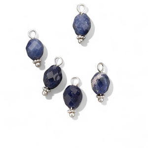 Wholesale DIY Jewelry Making Beads Natural Sodalite Faceted Gemstone <b>Charms</b> <b>Silver</b> Plated Loop for Fine Pendants <b>Charms</b> - Product Image 1