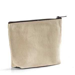 Practical <b>Large</b> Capacity Zippered Jute/Canvas Makeup Organizer <b>Bag</b> Holographic Gusseted <b>Cosmetic</b> Pouch - Product Image 5