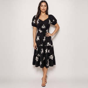 Vestido Midi Minimalista con Estampado Sólido y Fruncido, 100% Algodón Transpirable, Sin Mangas, Corte A, Elegante, para Oficina o Fiesta, Talla Única XS-X-L - Product Image 1