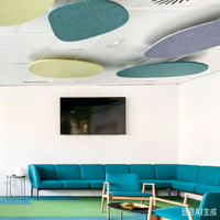 Panel Langit-langit Akustik PET Bulat Modern dengan NRC Tinggi 0.85-0.95 untuk Studio Kreatif, Awan Penyerap Suara Ramah Lingkungan