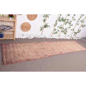 Tapis Vintage en Laine Beige 2.5X11 ft Boho Motif Géométrique Abstrait Rectangle Patchwork avec Support en Latex pour la Décoration de Chambre - Product Image 3