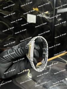 Reloj de pulsera de acero inoxidable con diamantes incrustados, esfera árabe, automático, de lujo, estilo hip hop para hombre. - Product Image 2