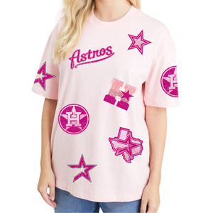 Prêt à porter T-shirts confortables pour femmes T-shirts brodés à paillettes personnalisés pour le jour du match Famous Team Hot Selling Wholesale for Adults - Product Image 2