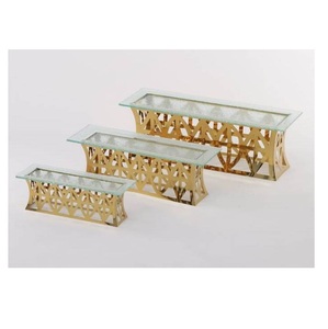 Soporte de pastel de vidrio de acero inoxidable de tendencia de Venta caliente fácil de limpiar grado alimenticio para cenar servir en el hogar restaurante Hotel fiestas - Product Image 1