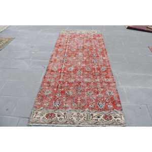 3.6x8.9 ft Vintage Turkish Rug, Area Rug, <b>Red</b> <b>Wool</b> Rug - Product Image 1