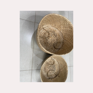 Panier de rangement en jonc de mer tissé à la main, artisanat fait à la main - Product Image 1