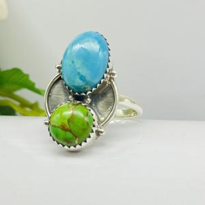 Bague de mariage vintage en argent sterling 925 faite à la main bague de mariage en turquoise naturelle bague de créateur classique pour idée de cadeau de fête - Product Image 5