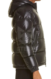 Veste matelassée surdimensionnée pour hommes de haute qualité avec logo personnalisé Manteau bulle noir d'hiver à col montant - Product Image 6