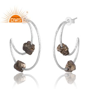 Nuevo diseño, pendiente de piedras preciosas de pirita Natural de Plata de Ley 925, joyería de diseño personalizado para mujer, regalo para ella - Product Image 2