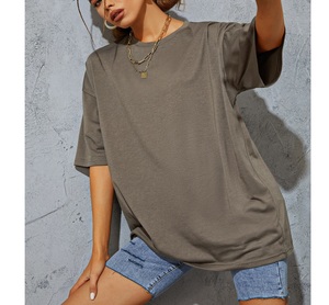 Camiseta Casual de Verano para Mujer, Talla Grande, Cuello Redondo, Manga Corta, Transpirable, Ecológica, de Algodón Estampado, con Logotipo Personalizado - Product Image 3